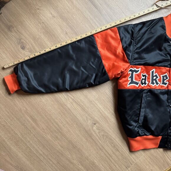 RARE Vintage 90s Speedline Lake Wales Bomber Jacket Size M Gothic Font Spellout - Picture 7 of 9